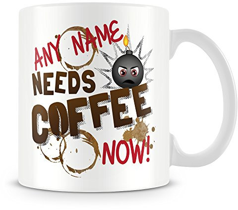 MUGGZ Personalised Mug with Name Needs Coffee Now - Add Name
