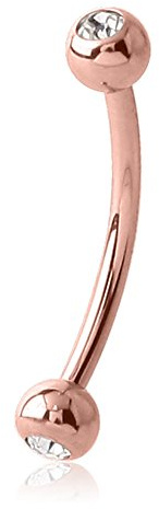 eeddoo Piercing Banane Kristall-Kugeln Rosegold Edelstahl Stärke: 1,6 mm Länge: 12 mm Kugel 4 mm Kristall: Pfirsich