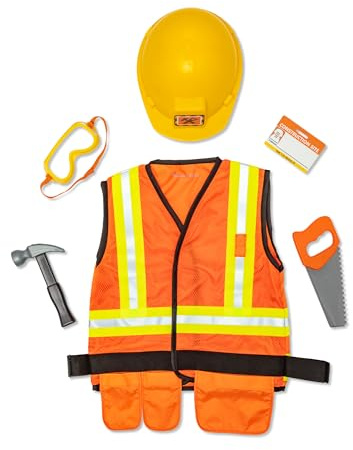 Melissa & Doug - Déguisement Chef De Chantier - Costume Enfant Avec Accessoires Pour Jeu D'Imitation - Tenue Chef De Chantier Pour Anniversaire Carnaval Halloween - Cadeau Enfant 3 Ans Et +