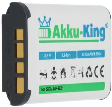 Akku-King Akku kompatibel mit Sony NP-BX1 - Li-Ion 1240mAh - für HDR-CX240 HD, HDR-AS10, HDR-AS100VR, Cyber-Shot DSC-HX50, HX300, HX60, RX100, FDR X1000