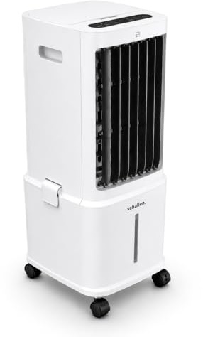Schallen Portable Air Cooler with Humidifier & Air Purifier for Home & Office, 10L Water Tank, 3 Speed & Mode Settings, Remote Control, 80W, White/Grey, Includes 2 Ice Packs