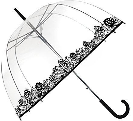 SMATI Parapluie Liseret Floral - Femme - Dome transparent - Ouverture automatique (Dentelle Version Renforcé)