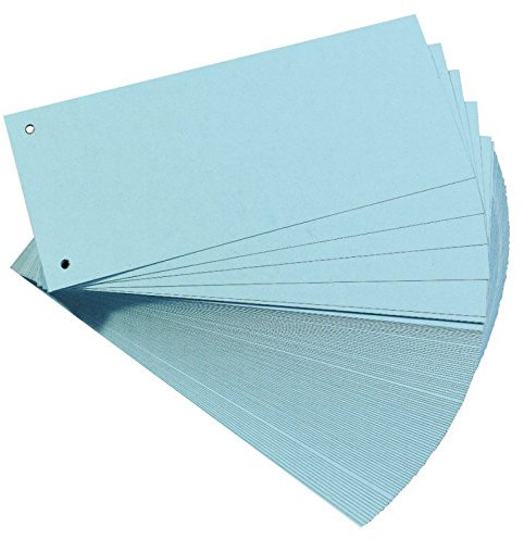 2er Pack (2 x 100 Stück) Trennstreifen blau gelocht rechteckig Trennblätter Ablagestreifen Aktenstreifen Aktenschilder