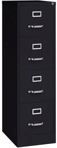 Pemberly Row 4 Drawers 52 Vertical Black Metal Filing Cabinet Lockable Pre-Assembled Stationary Letter Size for Home, Office
