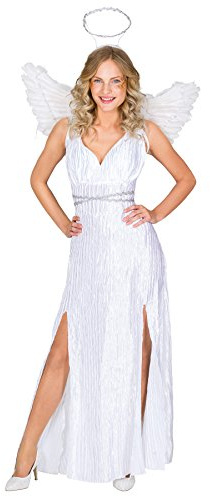 dressforfun tectake Frauenkostüm Weihnachtsengel | langes Kleid inkl. angenähtem Gürtel | Heiligenschein | Flügel (M | Nr. 300235)