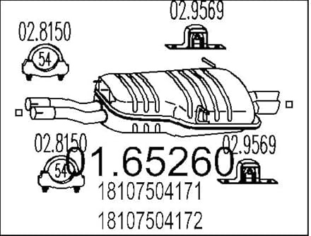MTS 01.65260 Endschalldämpfer Kompatibel mit BMW 3 Limousine E46 18107504171 18107516921 18107504172