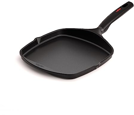 Valira Black - Plancha Premium de 26x26 cm hecha en España, aluminio fundido con antiadherente reforzado, apta para inducción