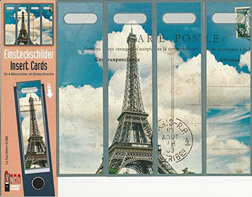 Design Ordner-Rückenschilder zum Einstecken - Motiv La Tour Eiffel - für breite Din A4-Ordner, original von File Art