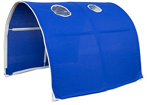 Homestyle4u Betttunnel Blau - Bettzelt für Kinderhochbett & Einzelbett | Zeltdach aus 100% Baumwolle - Traumzelt Höhle für Jungen & Mädchen - 100x90x70 cm - Inklusive Fenster & Gestell