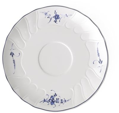 Villeroy & Boch Vieux Luxembourg Piattino per tazza da brodo, 19 cm, Porcellana Premium, Bianco/Blu