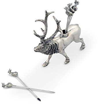 Vagabond House Elch-Zinn-Käseplektrum, handgefertigt, für raffinierte Hüttenhütte, Berge, unterhaltsames Erbstück, Qualitätsset, 10,2 cm hoch, 6 Stück