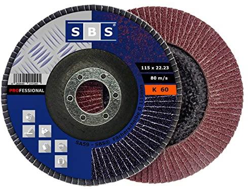 SBS Fächerscheiben | Ø 115mm | Korn 60 | 10 Stück | Braun für Metall & Holz Winkelschleifer Schleifmop