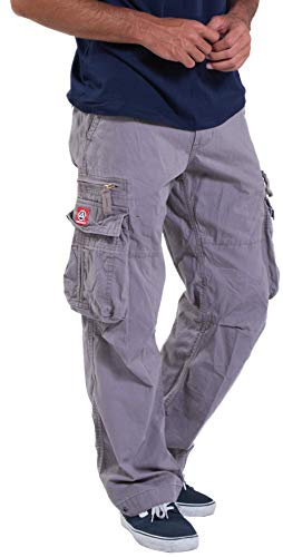 Molecule Pantaloni cargo da uomo 50005 Premium qualità Loose Fit con tasche laterali, grigio., XL