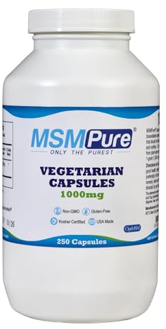 KALA HEALTH MSMPure MSM Vegetarian Capsules – 1,000 mg US-Made MSM per Capsule for Joint Health, Skin Appearance, Hair & Nail Support – 250 Count, Organic Sulfur