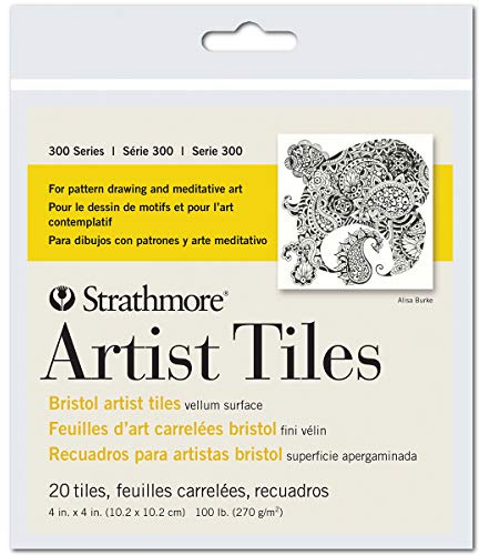 Strathmore 105-970 300 Series Bristol Artist Tiles, Vellum 4x4, 20 Sheets