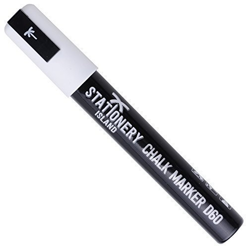 STATIONERY ISLAND Liquid Chalk Pens White Markers for blackboard Erasable Chalk Marker Pens Wipeable for Chalkboard, Window, Glass, Signs and mirror - 6mm Chisel Nibs (White Pack of 1)
