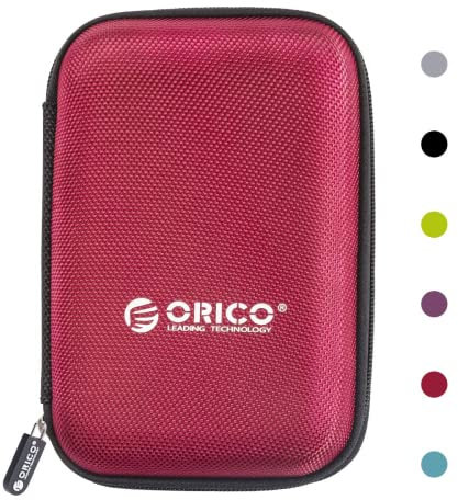 ORICO Festplattentasche 2,5 Zoll HDD SSD Case mit Innengröße 140x90x25mm zum Organisieren von 2,5'' Festplatten und Computer-Zubehör,Rot (PHD-25)