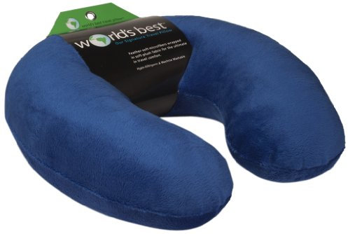 Wolf Essentials Adult Cozy Soft Microfiber Neck Pillow for Travel – Compact, Machine Washable - Perfect for Airplane, Car, or Home Use - Filled and Finished in The USA – Blue