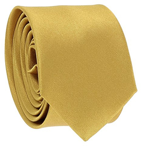 Cravate Fine Dorée - Cravate Homme Coupe Slim Moderne - 5cm à la Pointe - Couleur Unie - Accessoire Chemise pour Mariage, Cérémonie