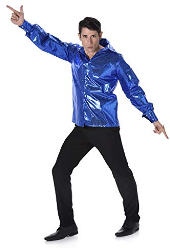 Karnival Costumes Chemise disco à sequins bleus homme