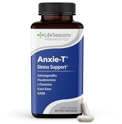 LifeSeasons Anxie-T - Stress Relief Supplement - Supports Mood & Mental Focus - Feel Calm and Relaxed - Eases Tension & Nervousness - Ashwagandha, Kava Kava, GABA & L-Theanine - 60 Capsules