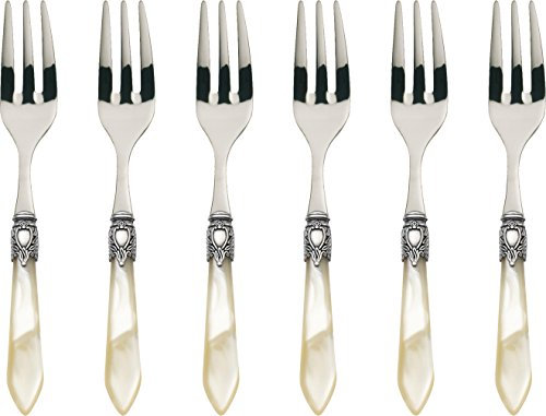 Bugatti, Set da 6 Forchettine da Dolce, in Acciaio/ABS, Bianco (Elfenbeinfarben), 21 x 18 x 3 cm