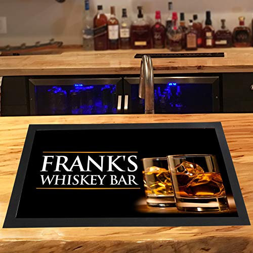 Artylicious Tapis Inscription « Whisky » à personnaliser avec un nom Noir