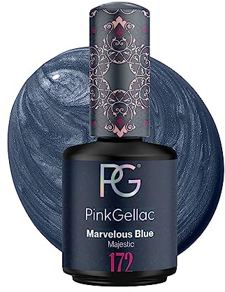 Pink Gellac Gel Nagellack UV, Veganes Nagelgel - 172 Marvelous Blue 15 ml | Gelnagellack für UV Lampe, Einfache Anwendung Nail Polish für 14 Tage Salonqualität, Gellack Made in Holland