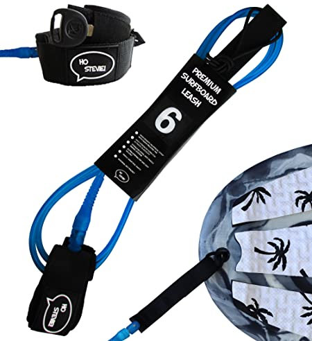 Ho Stevie! Premium Surf Leash [1 Jahr Maximale Stärke, leicht, knickfrei, Arten von Surfbrettern 7 mm dick (1/4 Zoll) (Blau, 180 cm)