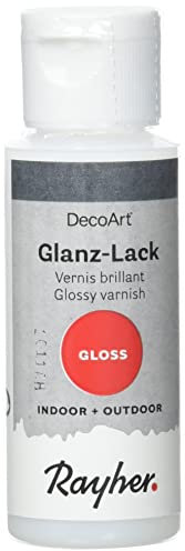 Rayher Glanz-Lack, Polyurethan, für bemalte Oberflächen, Glänzend, Haushaltslack, 59 ml, 38043000