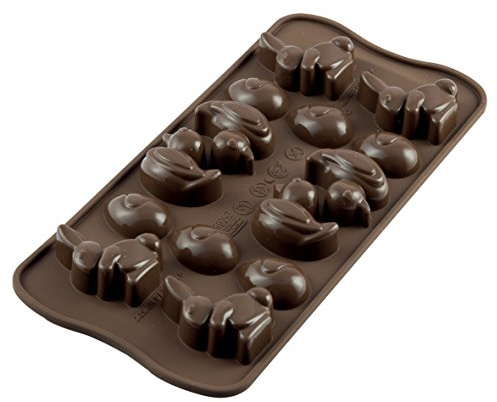 silikomart | SCG05 Silikonform für EASTER Pralinen, antihaftbeschichtet, Ente, Hase und Ostereierform, 1er Pack Kuchenform, Easy Choc, 30 x 43 mm, h 16 mm, Made in Italy