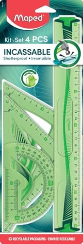Maped M244304 - Zeichenset Flex Maxi 4-teilig mit einem Lineal 30 cm und zwei Zeichendreiecken