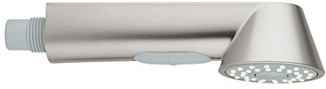 GROHE Douchette Extractible, Compatible avec les mitigeur cuisine K7, Inverseur : jet Laminaire / jet Pluie, Supersteel, 64156DC0 (Import Allemagne)