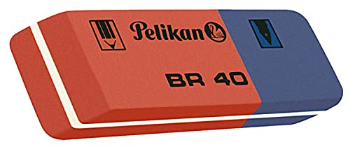 Pelikan BR40 Kautschukradierer 40 Stück – Blau/Rot Kombi-Radiergummi aus Naturkautschuk – für Bleistift, Tinte, Kugelschreiber & Tusche – für alle Untergründe