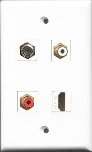 RiteAV - Cable coaxial de 1 Puerto HDMI y 1 Puerto RCA Rojo y 1 Puerto RCA Blanco y 1 Puerto para TV Tipo F