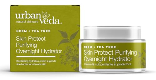 Urban Veda Skin Protect Purifying Overnight Hydrator | Night Cream | Antibacterial Active Neem & Tea Tree | Face Care | For Oily & Congested Skin | Face moisturiser | Collagen Cream | Vegan | 50 ml