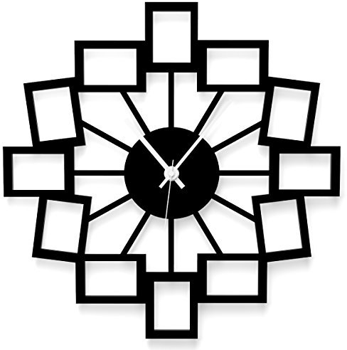 WANDKINGS Wanduhr Kleine Fotos aus Acrylglas, in 11 Farben erhältlich (Farbe: Uhr = Schwarz glänzend; Zeiger = Weiß)