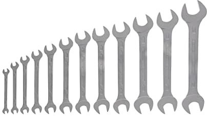 GEDORE Doppelmaulschlüssel Satz, Set 12-teilig, SW 6-32 mm, metrisch, flach, Schraubenschlüssel Set, matt verchromt, 6-12