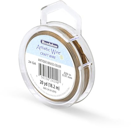 Artistic Wire, 24 Gauge Tarnish Resistant Colored Copper Craft Wire, Antique Brass, 20 yd