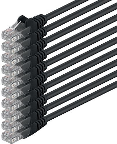 1aTTack.de 83682 10x 3m Black Cavo di rete Cat6 Cat 6 Ethernet LAN 1000 Mbit/s RJ45
