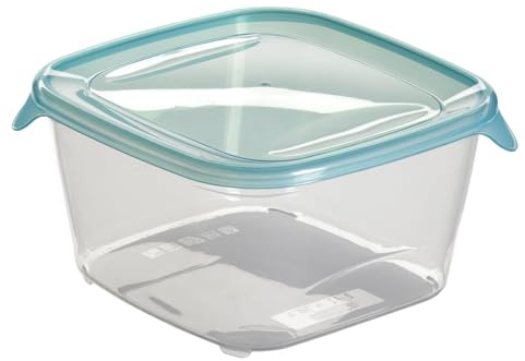 Curver Boîte Fresh'n Go Carrée 1,2L - Boîte de Conservation Alimentaire Transparente- Adaptée au Micro-Ondes, Lave- Vaisselle, Congélateur - Bleu