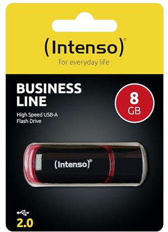 Intenso Business Line - Chiavetta USB da 8GB - Pendrive USB 2.0, nero, rosso