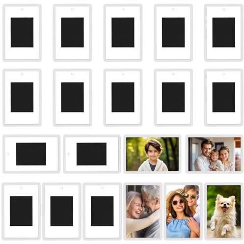 Kurtzy 20er Pack Mini Polaroid Bilderrahmen magnetisch - 20x Fotomagnete selbst gestalten - Magnet Bilderrahmen für Passfoto 7 x 4,5 cm - Kühlschrankmagnete für Kleine Fotos