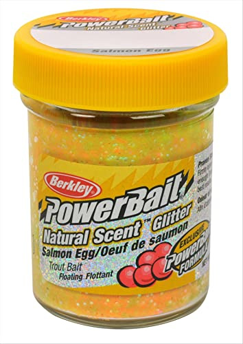Berkley PowerBait Natürlicher Glitzer-Forellenköder, Regenbogen, 1-4/5 Unzen, Glas