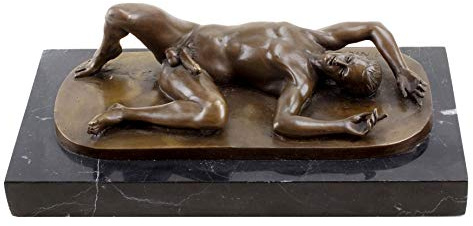 Kunst & Ambiente - Erotik Gay Bronze - Männerakt - Liegender Jüngling - signiert von M. Nick - Nackter Mann - Echte Bronze