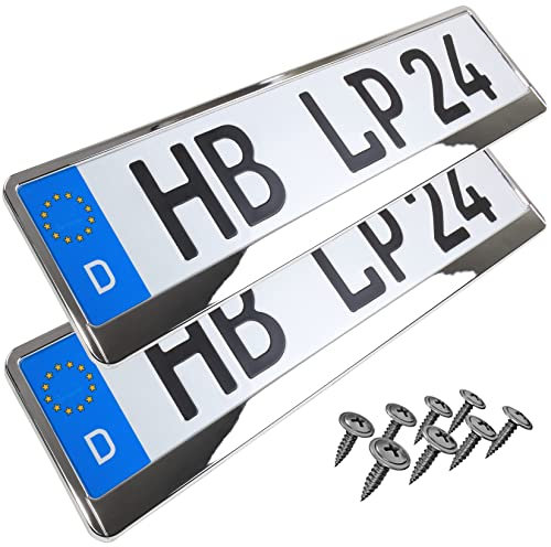 Kennzeichenhalter Nummernschildhalterung Auto Chrom universell 520x110mm inkl. 8 Schrauben Kennzeichenhalterung Nummernschildhalter pkw 2 Stück