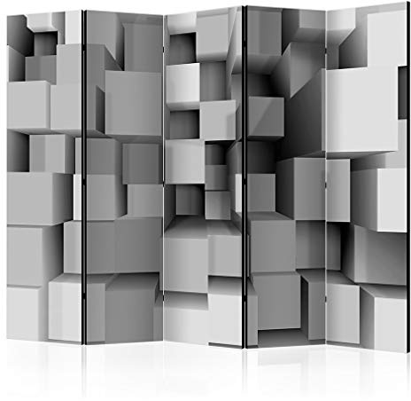 decomonkey Paravent Raumteiler Innen 3D Effect, 225x172 cm, 5-teilig | Einseitig, Wohnzimmer, Room Divider, Wall, Raumteiler Stehend, Trennwand, Sichtschutz, Spanische Wand, Sichtschutzwand, Holz