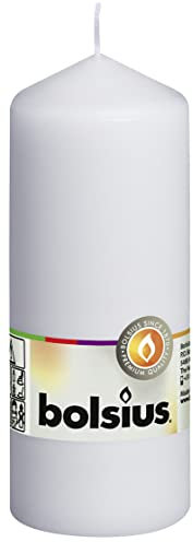 Bolsius Lot de Bougies Pilier, Cire de Paraffine, Blanc, Pillar Candle, Single in Cello, 150/60 mm