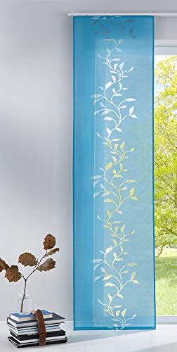 Gardinenbox Moderna Cortina corredera Tendril Carril, 100% poliéster, Color Turquesa, Alto x Ancho 245 x 60 cm