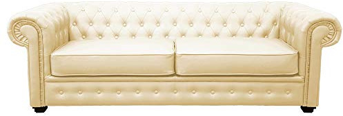 Venus Sofa Bed 3 Seater 2 Seater Black Cream Brown Red Faux Leather (3 Seater, Cream)